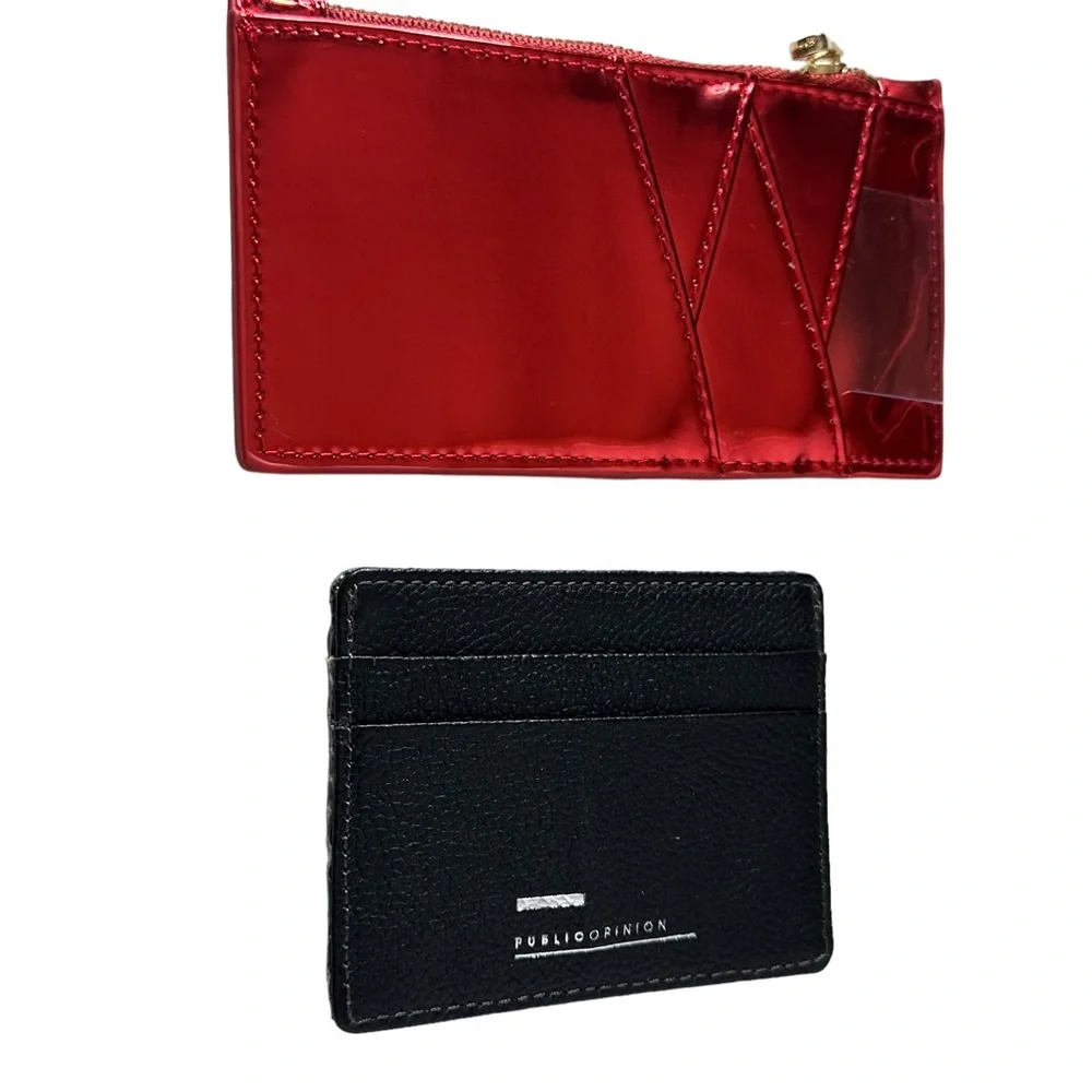 Nordstrom Card Holder Set Wallet Zip Zipper Pouch Patent Reptile New